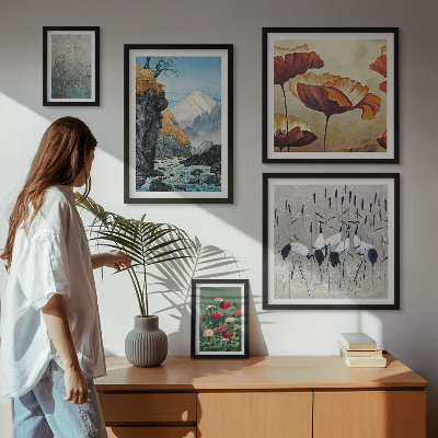 Tableau de décoration murale Paysages de fleurs et de montagnes