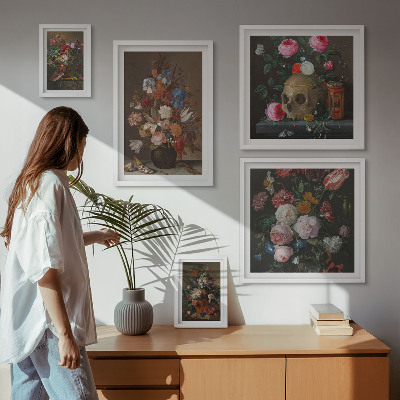 Lot de tableaux encadrés Compositions florales classiques