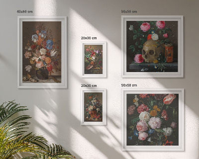 Lot de tableaux encadrés Compositions florales classiques