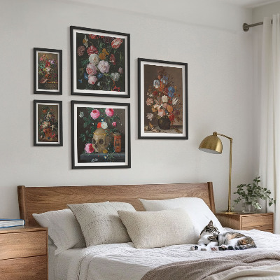 Lot de tableaux encadrés Compositions florales classiques