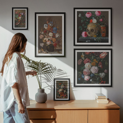 Lot de tableaux encadrés Compositions florales classiques
