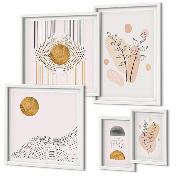 Ensemble de 5 tableaux Plantes minimalistes élégantes