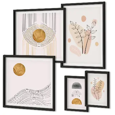 Plantes minimalistes élégantes ensemble de 5 tableaux