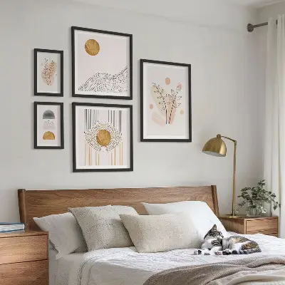 Plantes minimalistes élégantes ensemble de 5 tableaux
