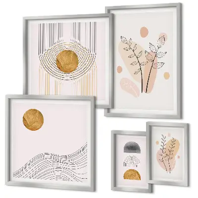Plantes minimalistes élégantes ensemble de 5 tableaux