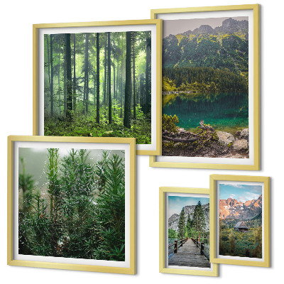 Lot de tableaux encadrés Paysages de montagne et forêts