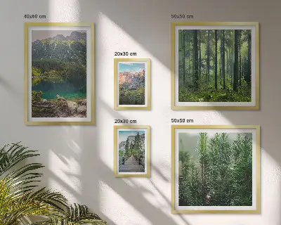 Lot de tableaux encadrés sur le thème des paysages de montagne et forêts