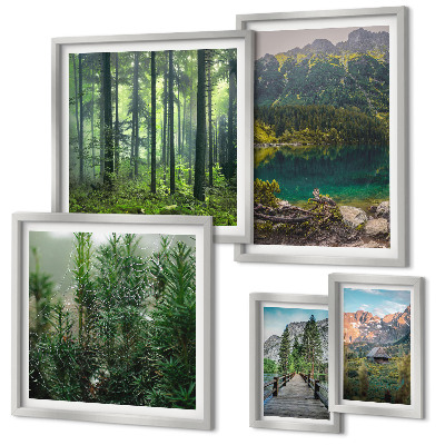 Lot de tableaux encadrés Paysages de montagne et forêts