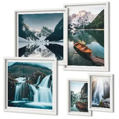 Chutes d'eau de lac de montagne ensemble de 5 tableaux