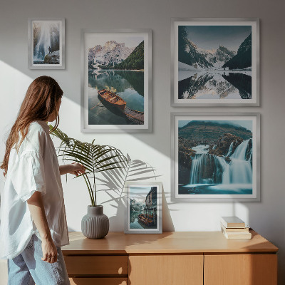 Ensemble de 5 tableaux Chutes d'eau de lac de montagne