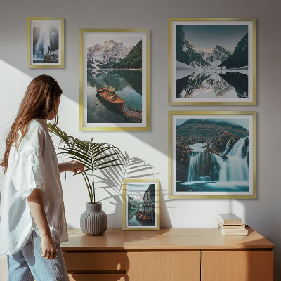 Ensemble de 5 tableaux Chutes d'eau de lac de montagne