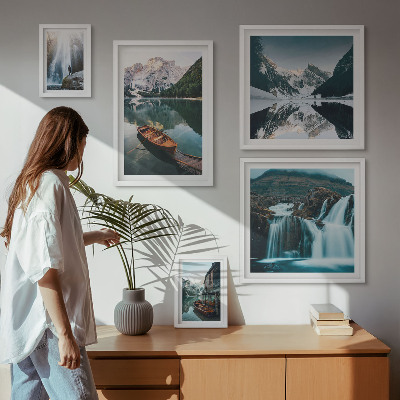 Ensemble de 5 tableaux Chutes d'eau de lac de montagne