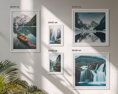 Ensemble de 5 tableaux Chutes d'eau de lac de montagne