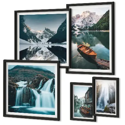 Chutes d'eau de lac de montagne ensemble de 5 tableaux