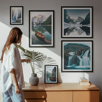 Ensemble de 5 tableaux Chutes d'eau de lac de montagne