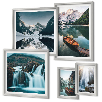 Ensemble de 5 tableaux Chutes d'eau de lac de montagne