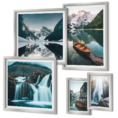 Chutes d'eau de lac de montagne ensemble de 5 tableaux