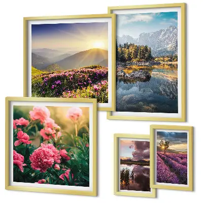 Tableau de décoration murale paysages de montagnes, fleurs et nature