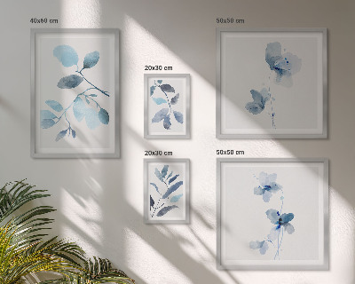 Ensemble de 5 tableaux Accents de plantes bleues