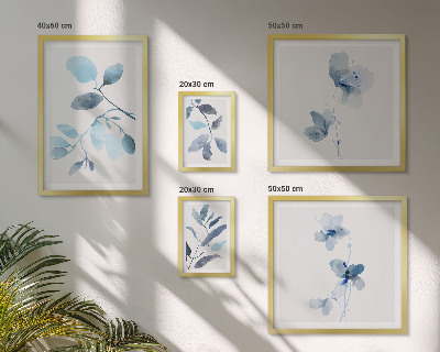 Ensemble de 5 tableaux Accents de plantes bleues