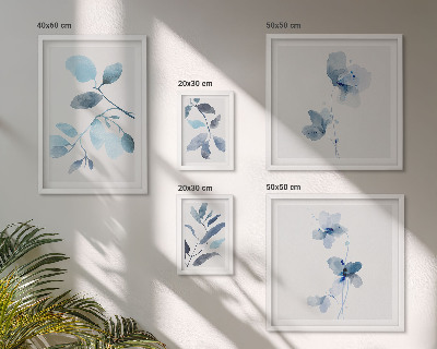 Ensemble de 5 tableaux Accents de plantes bleues