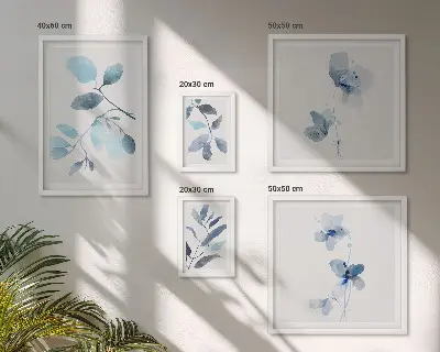 Accents de plantes bleues ensemble de 5 tableaux