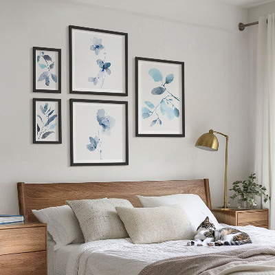 Ensemble de 5 tableaux Accents de plantes bleues