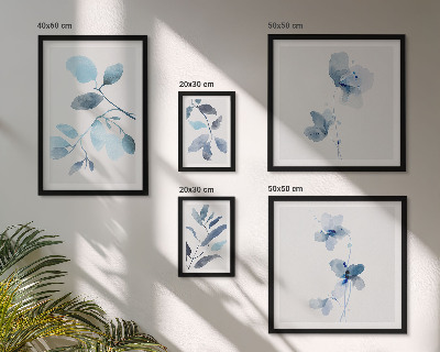 Ensemble de 5 tableaux Accents de plantes bleues