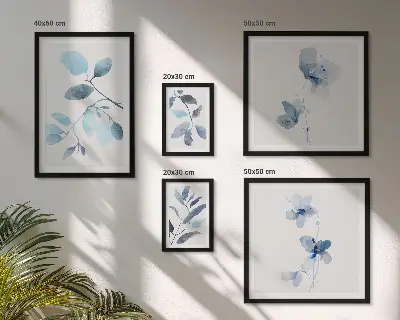 Accents de plantes bleues ensemble de 5 tableaux