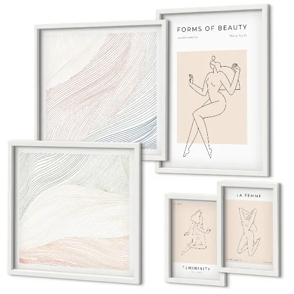 Formes de beauté, lignes de silhouette ensemble de 5 tableaux