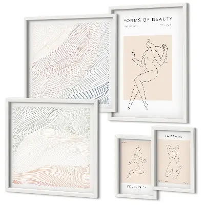 Formes de beauté, lignes de silhouette ensemble de 5 tableaux