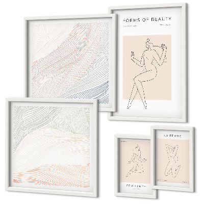 Ensemble de 5 tableaux Formes de beauté, lignes de silhouette