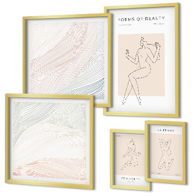 Ensemble de 5 tableaux Formes de beauté, lignes de silhouette