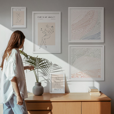 Ensemble de 5 tableaux Formes de beauté, lignes de silhouette