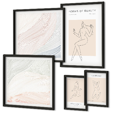 Ensemble de 5 tableaux Formes de beauté, lignes de silhouette