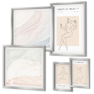 Ensemble de 5 tableaux Formes de beauté, lignes de silhouette
