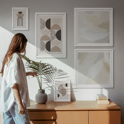 Lot de tableaux encadrés Géométrie des formes abstraites