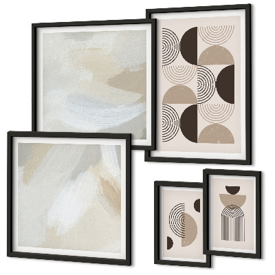 Lot de tableaux encadrés Géométrie des formes abstraites