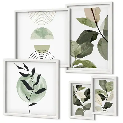 Ensemble de 5 tableaux avec motifs végétaux scandinaves
