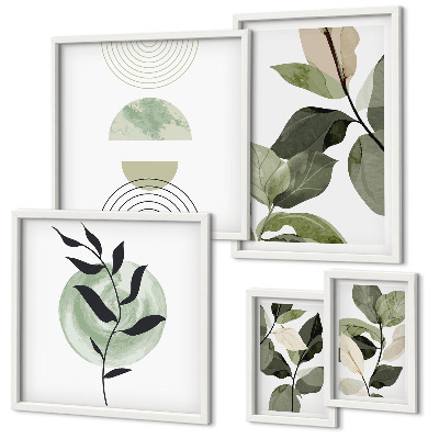 Ensemble de 5 tableaux Motifs végétaux scandinaves