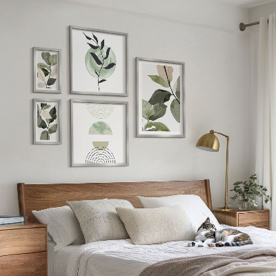 Ensemble de 5 tableaux Motifs végétaux scandinaves
