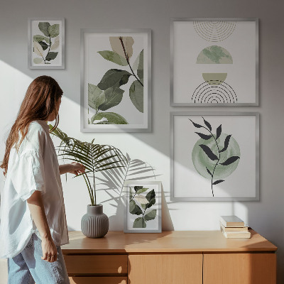 Ensemble de 5 tableaux Motifs végétaux scandinaves