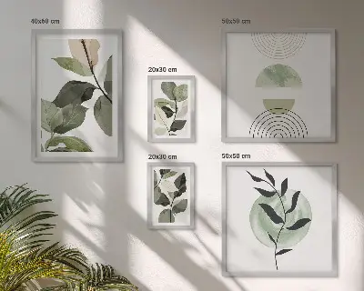 Ensemble de 5 tableaux avec motifs végétaux scandinaves