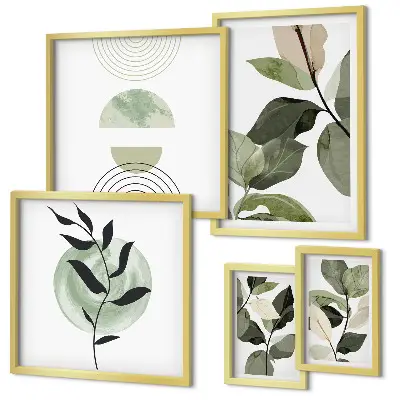Ensemble de 5 tableaux avec motifs végétaux scandinaves