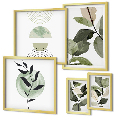 Ensemble de 5 tableaux Motifs végétaux scandinaves