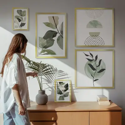 Ensemble de 5 tableaux avec motifs végétaux scandinaves