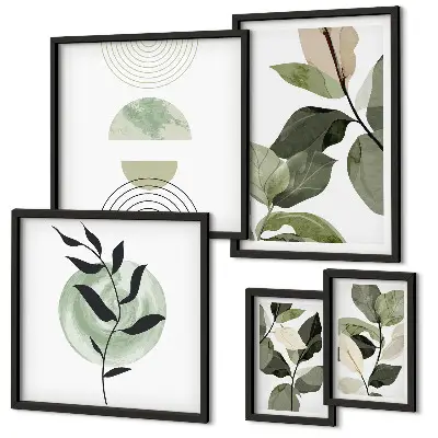 Ensemble de 5 tableaux avec motifs végétaux scandinaves