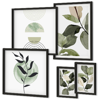 Ensemble de 5 tableaux Motifs végétaux scandinaves