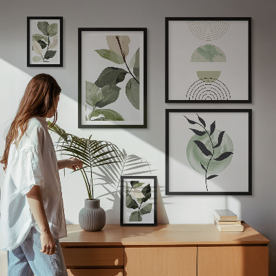 Ensemble de 5 tableaux Motifs végétaux scandinaves
