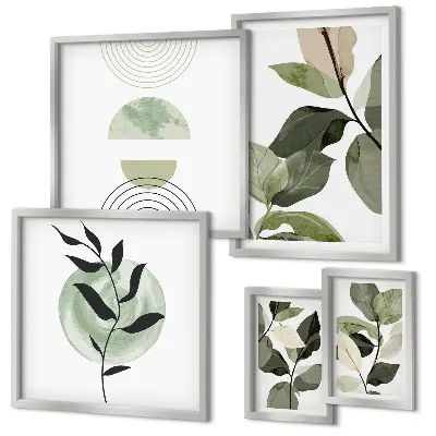 Ensemble de 5 tableaux avec motifs végétaux scandinaves